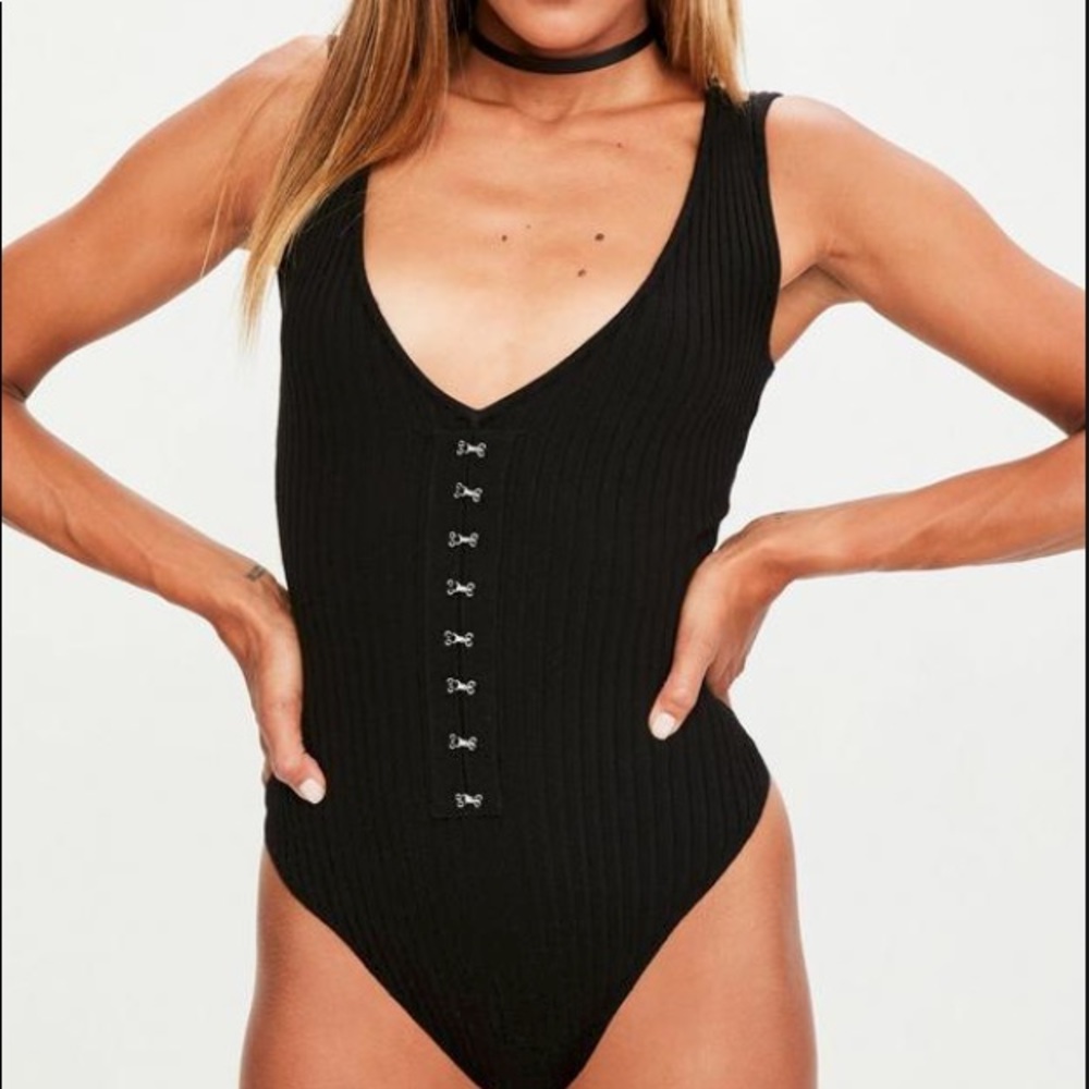 Black plunge bodysuit
